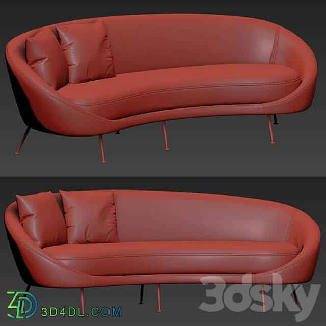 Italian Mid Century Modern Curved Sofa