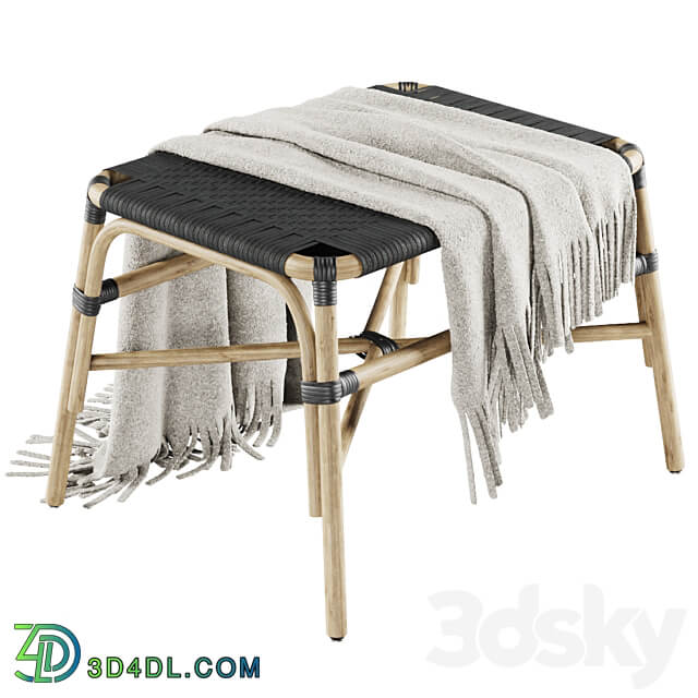 Other Rattan ottoman MD41 Rattan upholstered bench