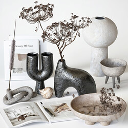 Decorative set with ceramic and heracleum 09 