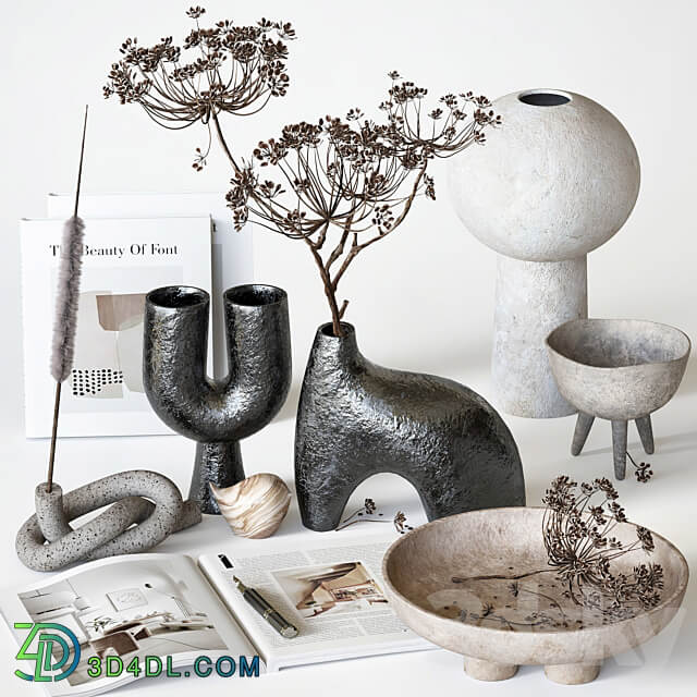 Decorative set with ceramic and heracleum 09