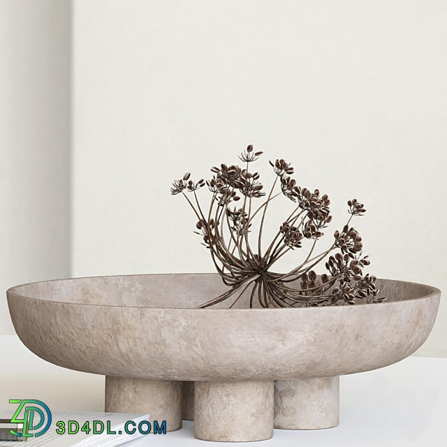 Decorative set with ceramic and heracleum 09