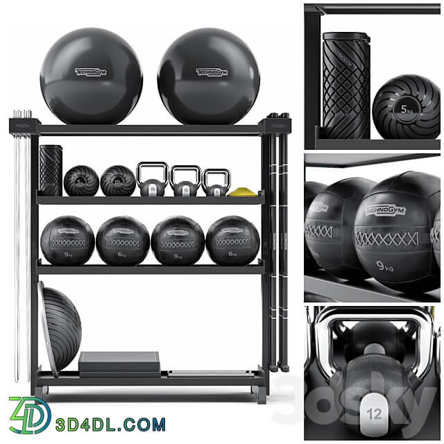 Stylish fitness set from Technogym SKILLTOOLS Kit. Sport equipment 3D Models