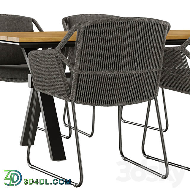 Outdoor garden wicker woven dining set 4so accor Table Chair 3D Models