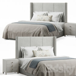 Bed Striped Headboard Bed 