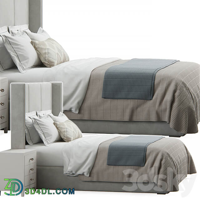 Bed Striped Headboard Bed