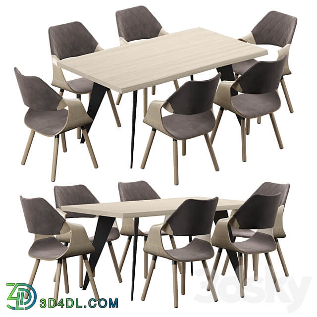 Table Chair Nack table and Halmar K396 Chair light oak gray 