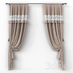Linen curtains on the hooks 
