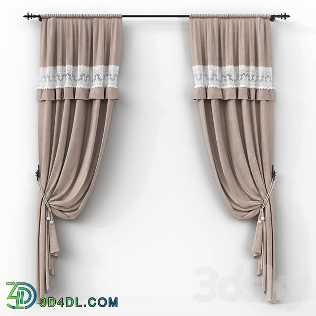 Linen curtains on the hooks