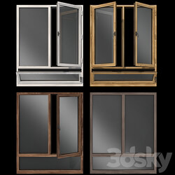 Swing stained glass wooden windows 
