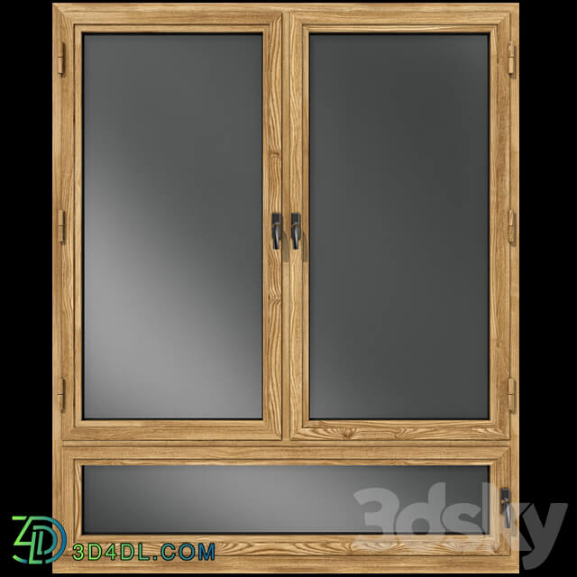 Swing stained glass wooden windows