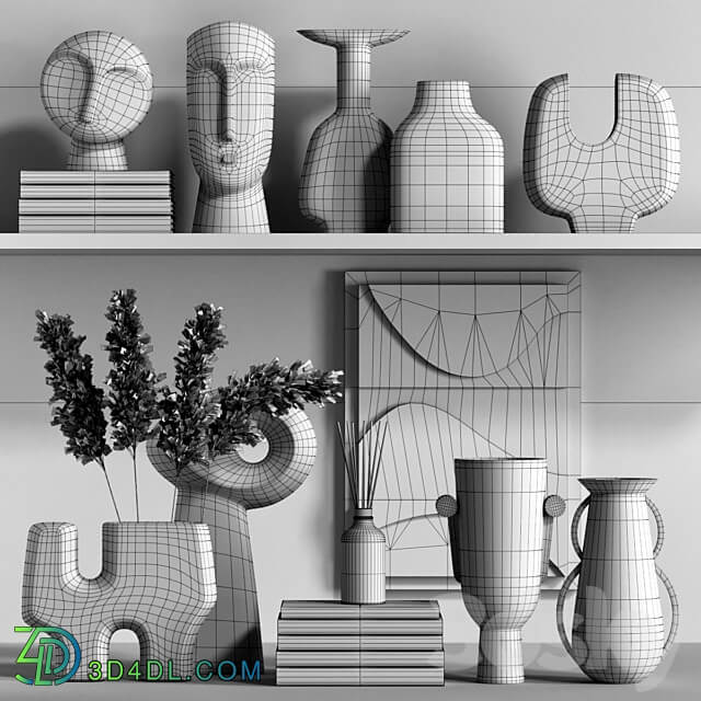 Decorative set 31 with panels vases and other decor