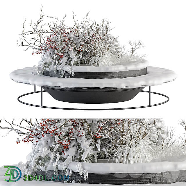 Urban Furniture snowy Bench with Plants Set 15