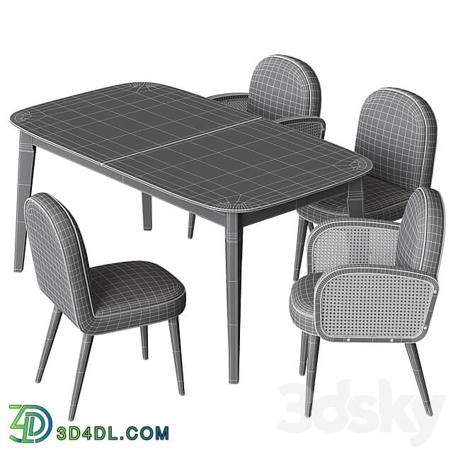 Biface Buisseau La Redoute Table and Chairs Table Chair 3D Models