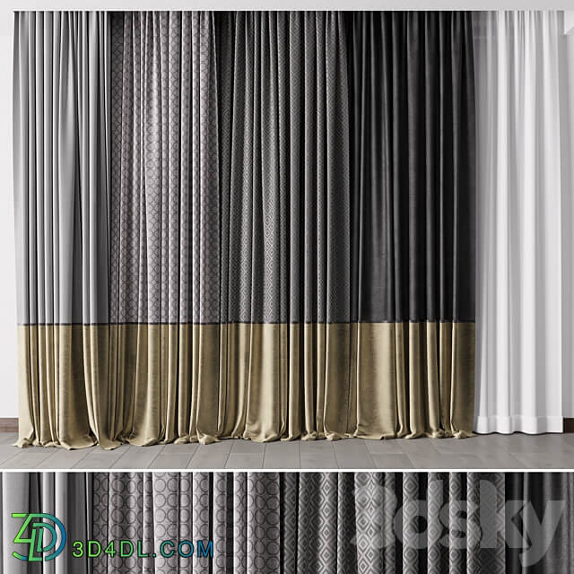 Hadi gray gold Curtains 34 Soft curtains and linen and silk fabric