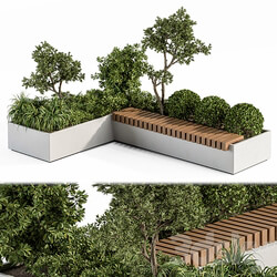 Urban Furniture Architecture Bench with Plants Set 17 