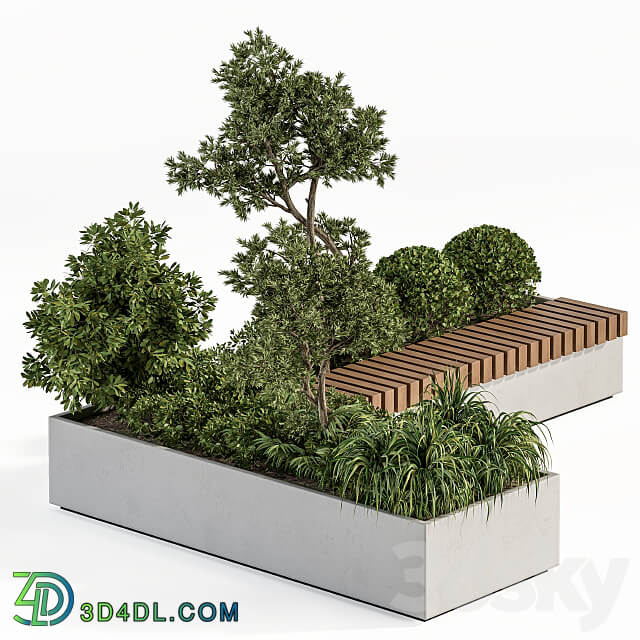 Urban Furniture Architecture Bench with Plants Set 17