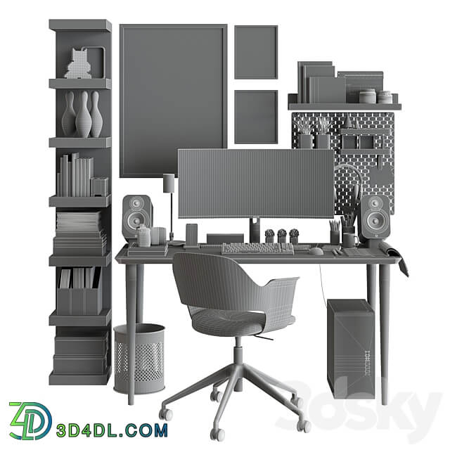 Workplace set with decor IKEA. Sk 2 Office furniture 3D Models
