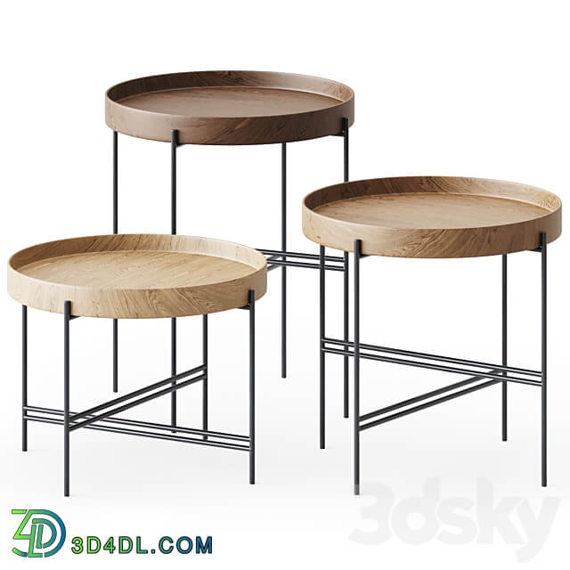 Wooden Round SideTables Tray by Potocco 3D Models