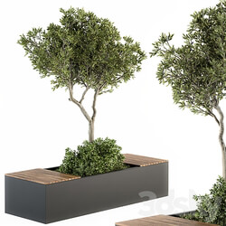 Urban Furniture Architecture Bench with Plants Set 23 