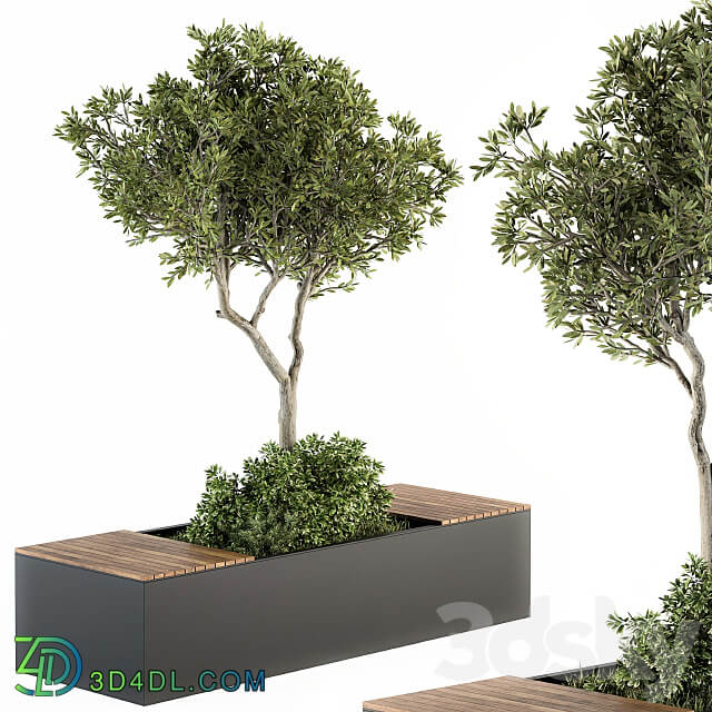 Urban Furniture Architecture Bench with Plants Set 23