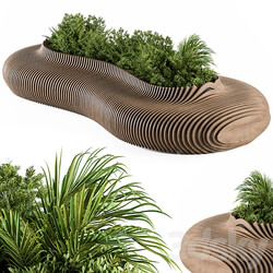 Urban Furniture Parametric Bench with Plants Set 22 