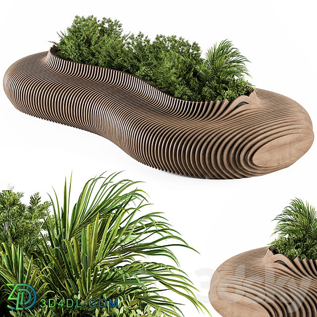 Urban Furniture Parametric Bench with Plants Set 22