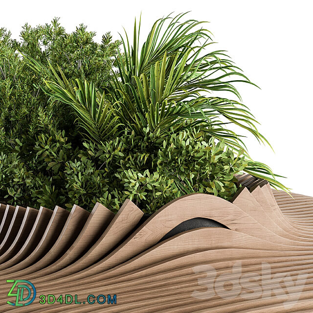 Urban Furniture Parametric Bench with Plants Set 22