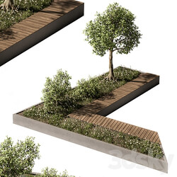 Urban Furniture Architecture Bench with Plants Set 24 
