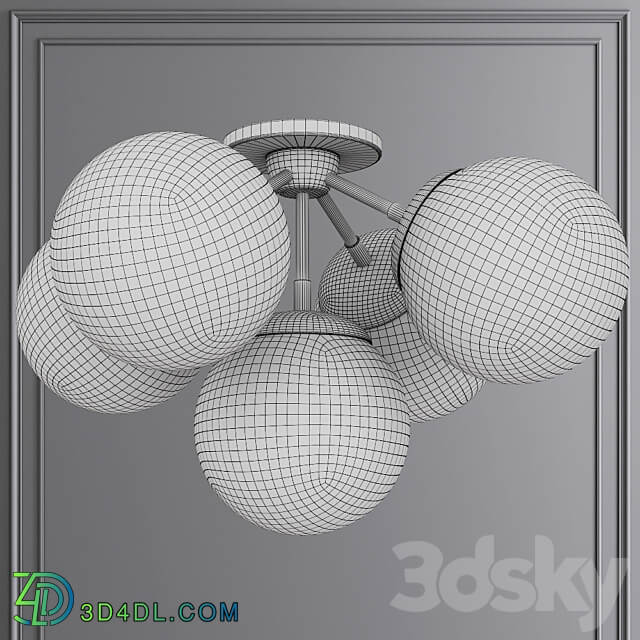 Ceiling lamp Modo Ceiling Mount 5 Globes Brushed Brass and Clear Glass