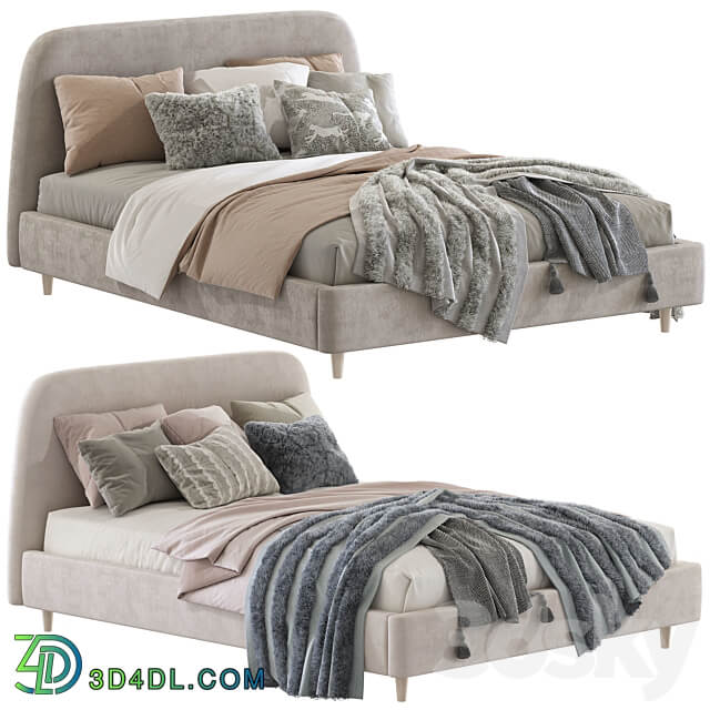 Bed Oatmeal Raelynn Upholstered Bed