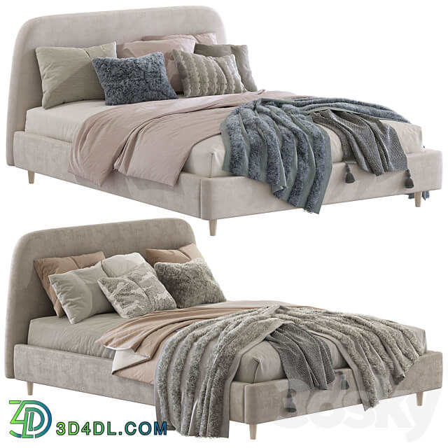 Bed Oatmeal Raelynn Upholstered Bed