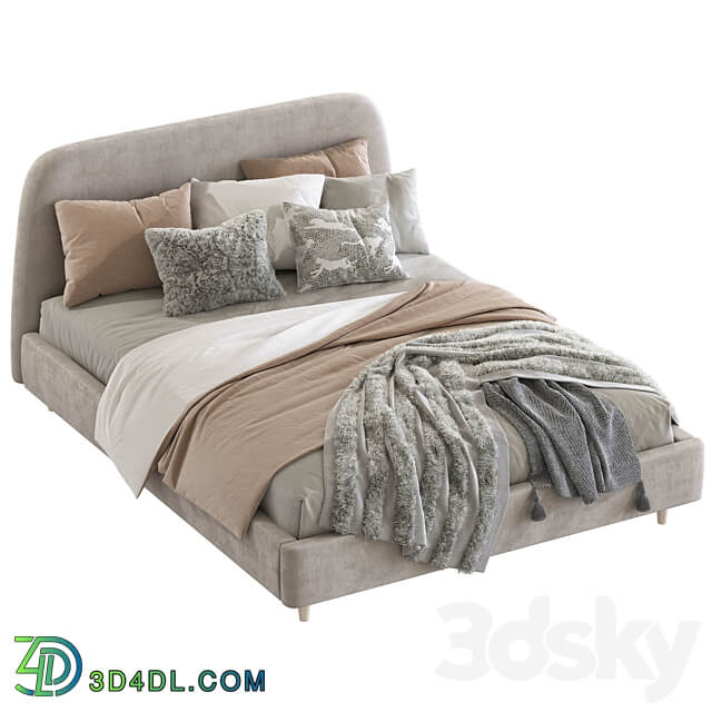 Bed Oatmeal Raelynn Upholstered Bed