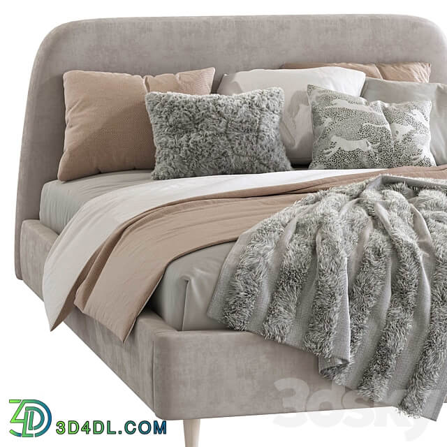 Bed Oatmeal Raelynn Upholstered Bed