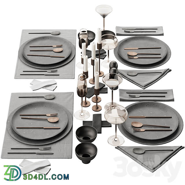 065 Tableware decor set 03 ceramic bronze black 00