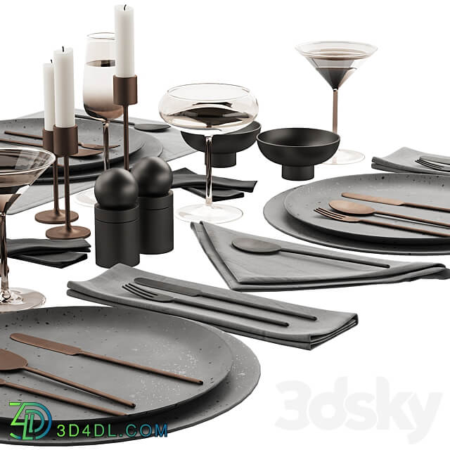 065 Tableware decor set 03 ceramic bronze black 00