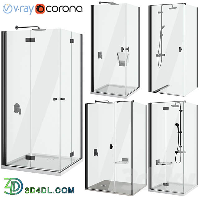 Shower cabins Radaway Nes 8 Black set 135 3D Models 3DSKY