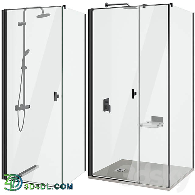 Shower cabins Radaway Nes 8 Black set 135 3D Models 3DSKY