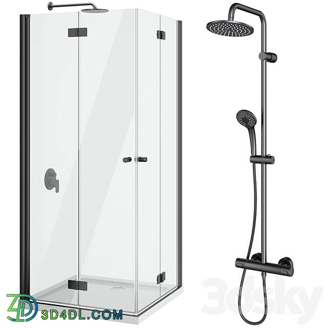 Shower cabins Radaway Nes 8 Black set 135 3D Models 3DSKY