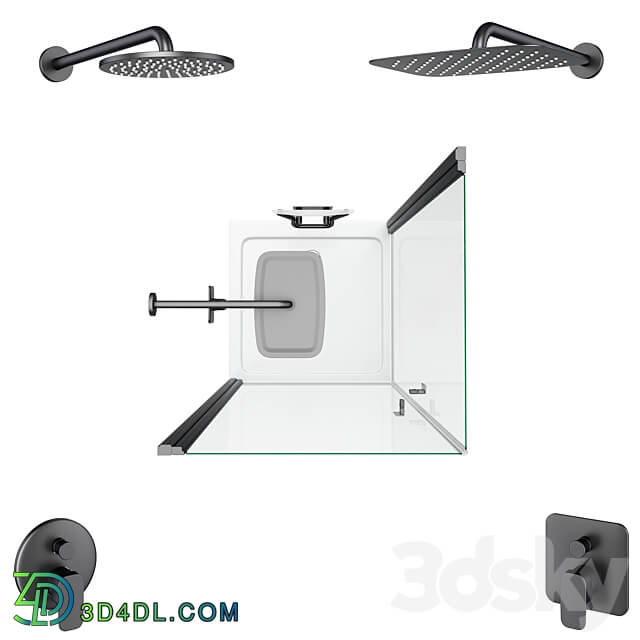 Shower cabins Radaway Nes 8 Black set 135 3D Models 3DSKY