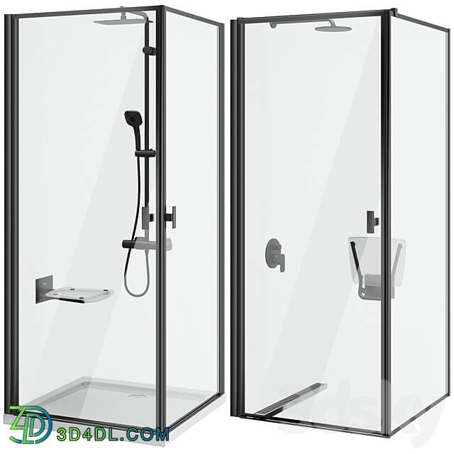 Shower cabins Radaway Nes 8 Black set 136 3D Models 3DSKY