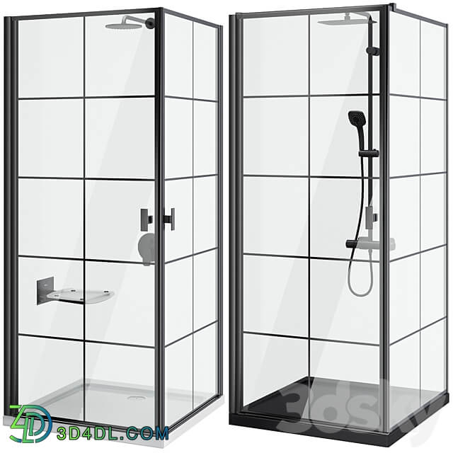 Shower cabins Radaway Nes 8 Black set 136 3D Models 3DSKY