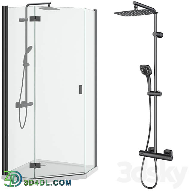 Shower cabins Radaway Nes 8 Black set 136 3D Models 3DSKY