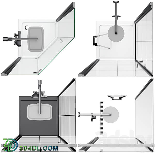 Shower cabins Radaway Nes 8 Black set 136 3D Models 3DSKY