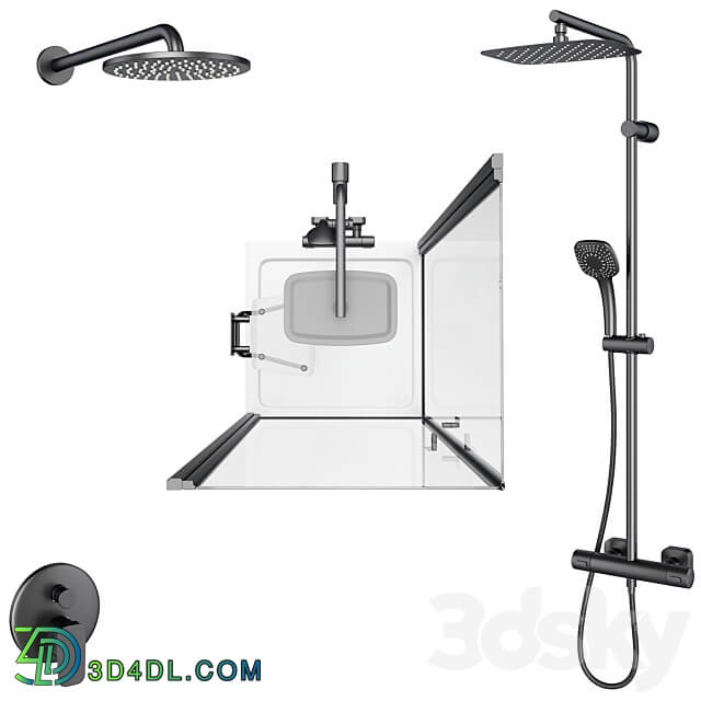 Shower cabins Radaway Nes 8 Black set 136 3D Models 3DSKY