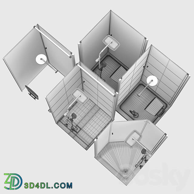 Shower cabins Radaway Nes 8 Black set 136 3D Models 3DSKY