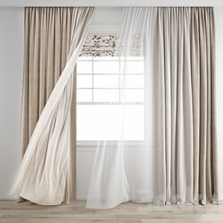 Curtain 345 Wind blowing effect 8 3D Models 