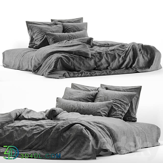 linen bedding 4 Bed 3D Models 3DSKY