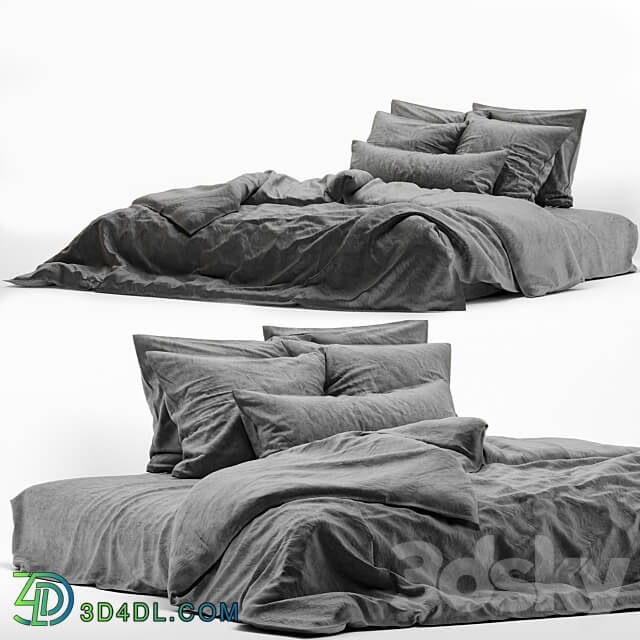 linen bedding 4 Bed 3D Models 3DSKY