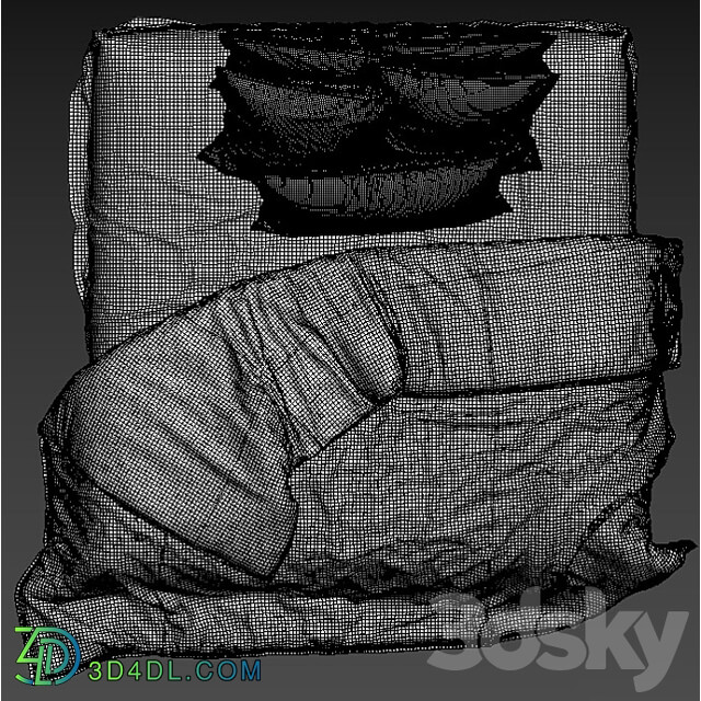 linen bedding 4 Bed 3D Models 3DSKY