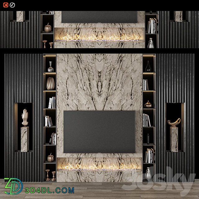 Modern TV Wall 10 3D Models 3DSKY